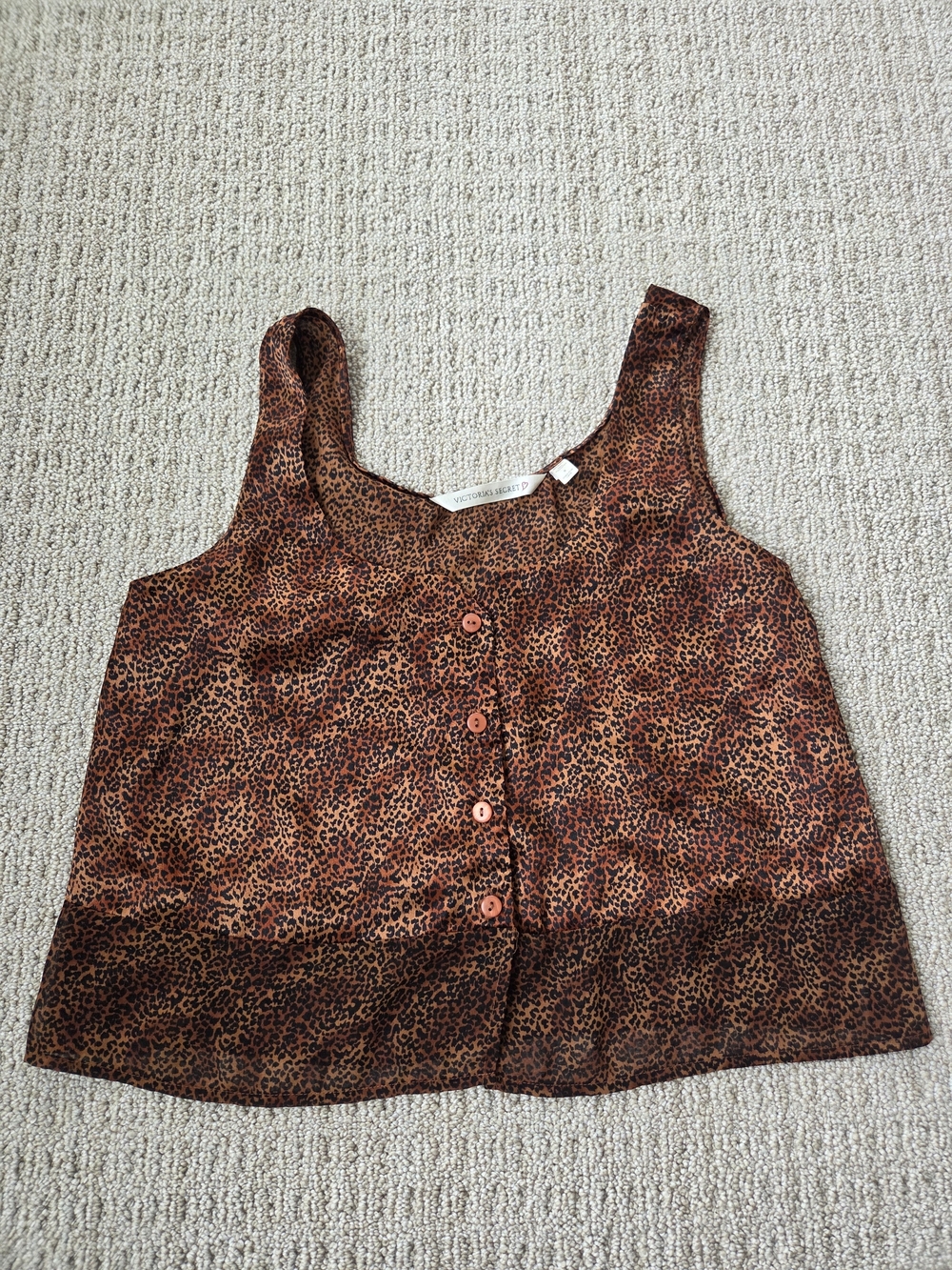 Victoria's Secret Brown Leopard Print Button-Front Camisole